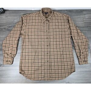 Buckle‎ Bkle Flannel Shirt Womens Large Brown Plaid Long Sleeve Soft Preppy Core